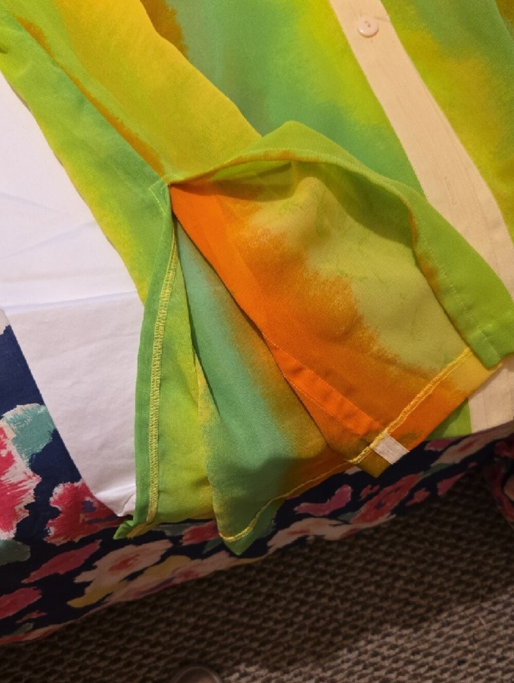 Vintage Tie-Dye Button Front Shirt in Green & Orange - Picture 7 of 8
